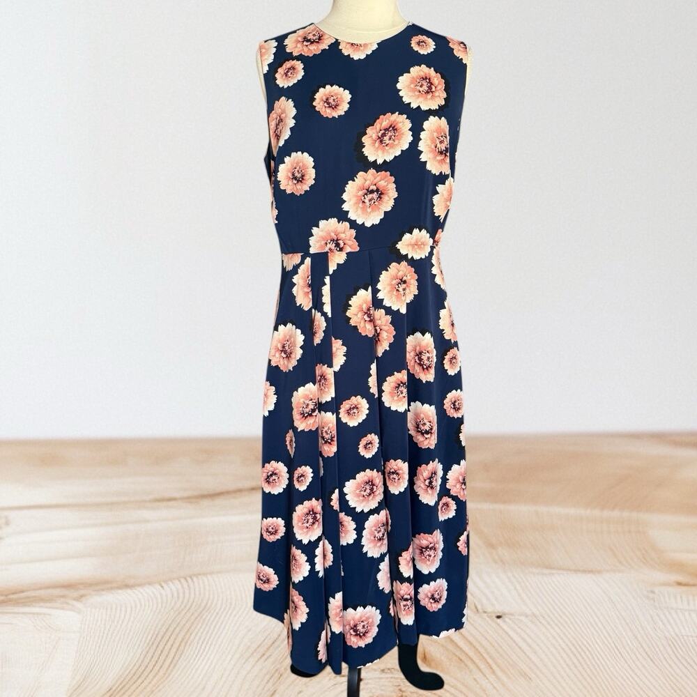 Emerson Rose Midi Dress‎ Sz 14 Fit and Flare Black Multi Floral Print Sleeveless